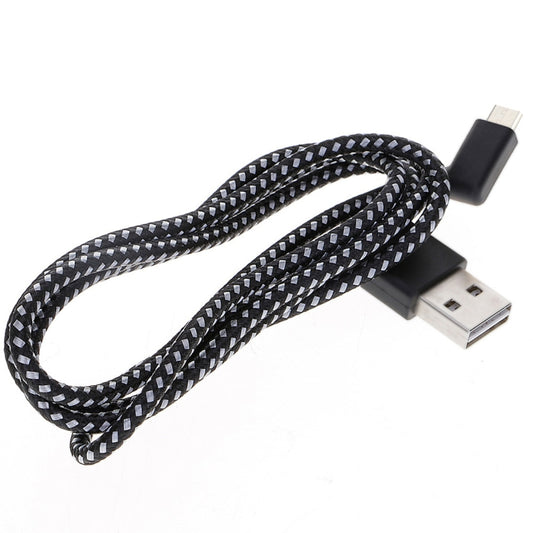 1m 2A USB to USB-C / Type-C Nylon Weave Style Double Elbow Data Sync Charging Cable by buy2fix