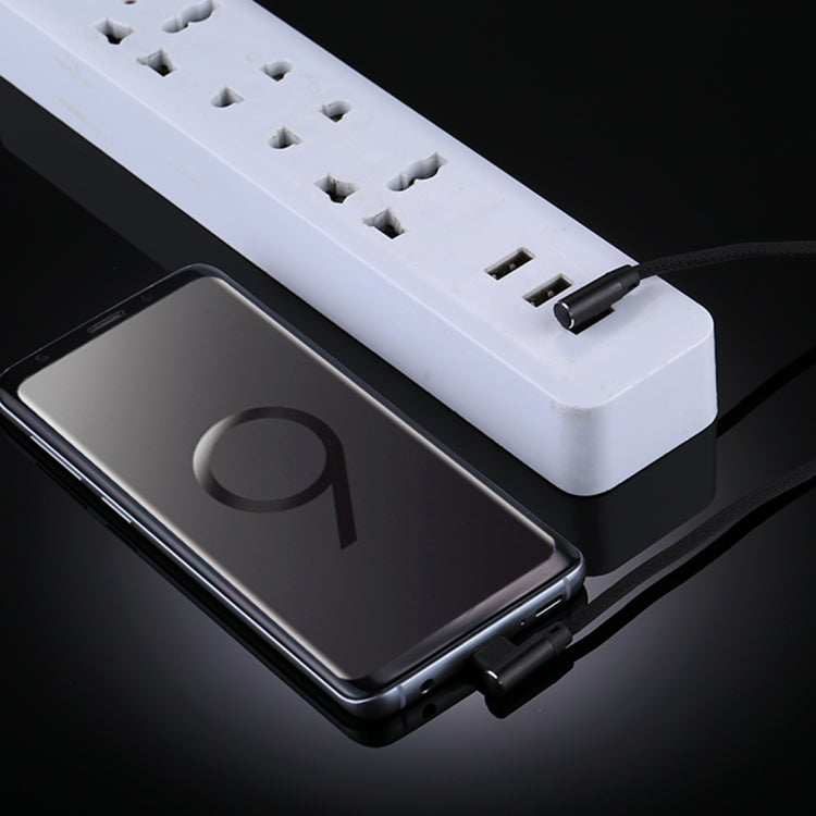 1m 2.4A Output USB to USB-C / Type-C Double Elbow Design Nylon Weave Style Data Sync Charging Cable(Black) by buy2fix