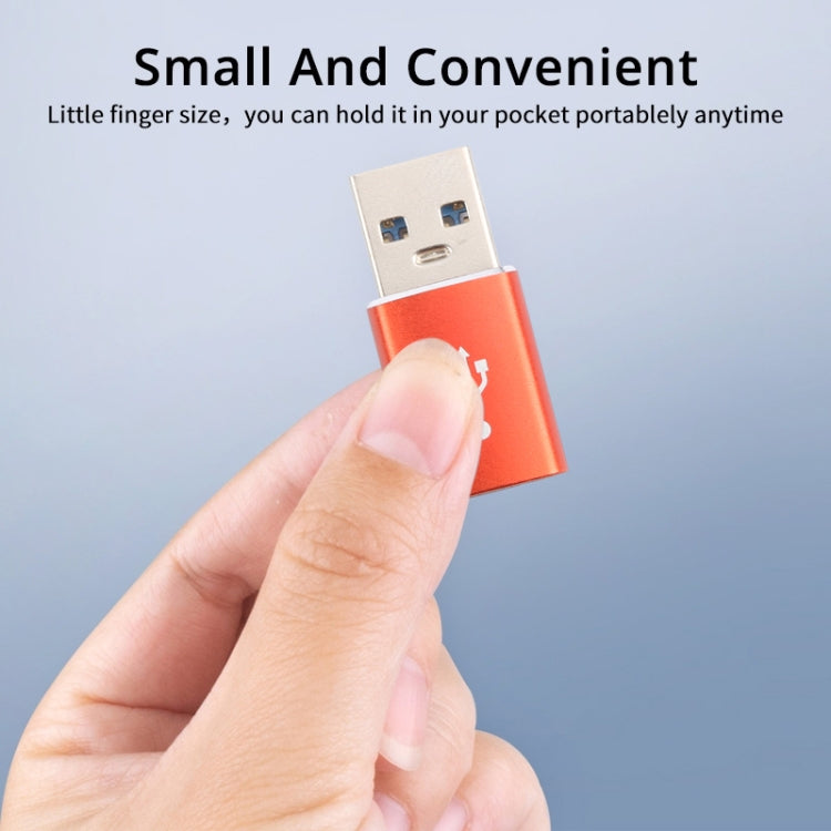 3 PCS USB-C / Type-C Female to USB 3.0 Male Aluminum Alloy Adapter, Support Charging & Transmission Data(Red) - Type-C Adapter by buy2fix | Online Shopping UK | buy2fix