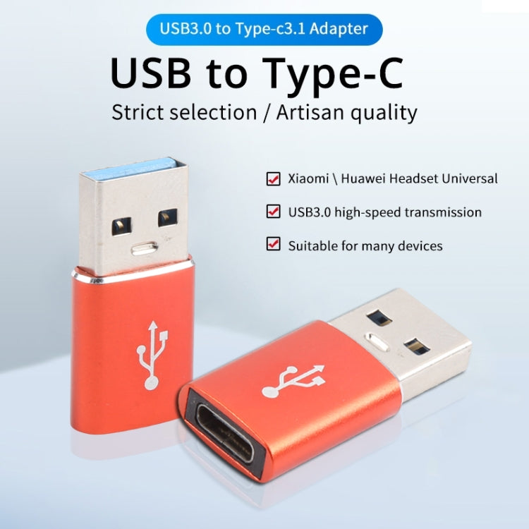 3 PCS USB-C / Type-C Female to USB 3.0 Male Aluminum Alloy Adapter, Support Charging & Transmission Data(Red) - Type-C Adapter by buy2fix | Online Shopping UK | buy2fix