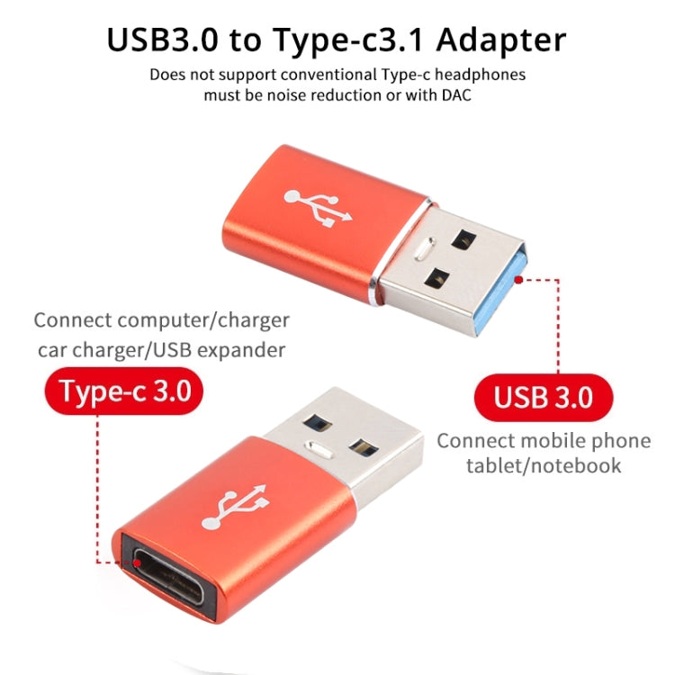 3 PCS USB-C / Type-C Female to USB 3.0 Male Aluminum Alloy Adapter, Support Charging & Transmission Data(Red) - Type-C Adapter by buy2fix | Online Shopping UK | buy2fix