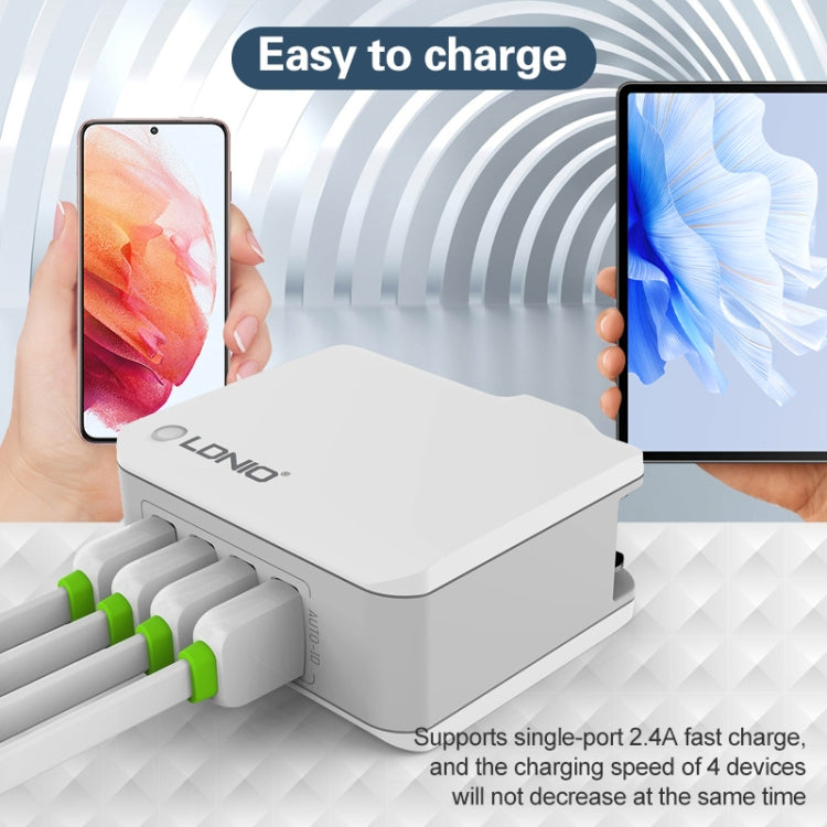 LDNIO A4403 4.4A 4 x USB Ports Smart Travel Charger, EU Plug - USB Charger by LDNIO | Online Shopping UK | buy2fix