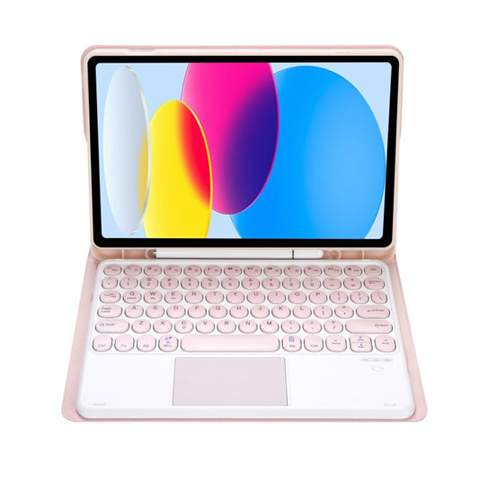 For iPad 11 2025 / 10th Gen 10.9 2022 YA10B-A Lambskin Texture Bluetooth Touch Keyboard Leather Tablet Case with Pen Slot (Pink) by buy2fix