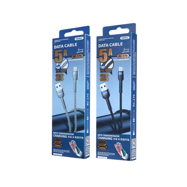 REMAX RC-170 Jany Series 1m 5A USB to USB-C / Type-C Aluminum Alloy Braid Fast Charging Data Cable (Silver) by REMAX