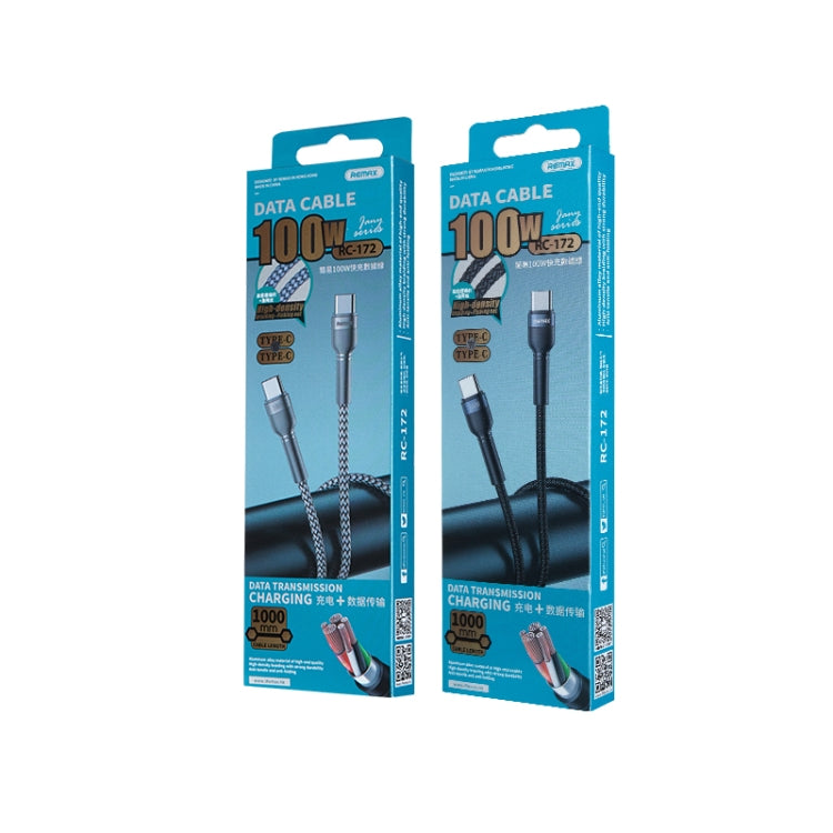 REMAX RC-172 Jany Series 1m PD100W Type-C to USB-C / Type-C Aluminum Alloy Braid Fast Charging Data Cable (Silver) by REMAX