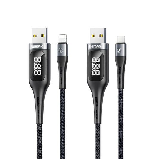 REMAX RC-096a Leader 1.2m 2.1 USB to USB-C / Type-C Intelligent Digital Display Aluminum Alloy Braid Fast Charging Data Cable by REMAX