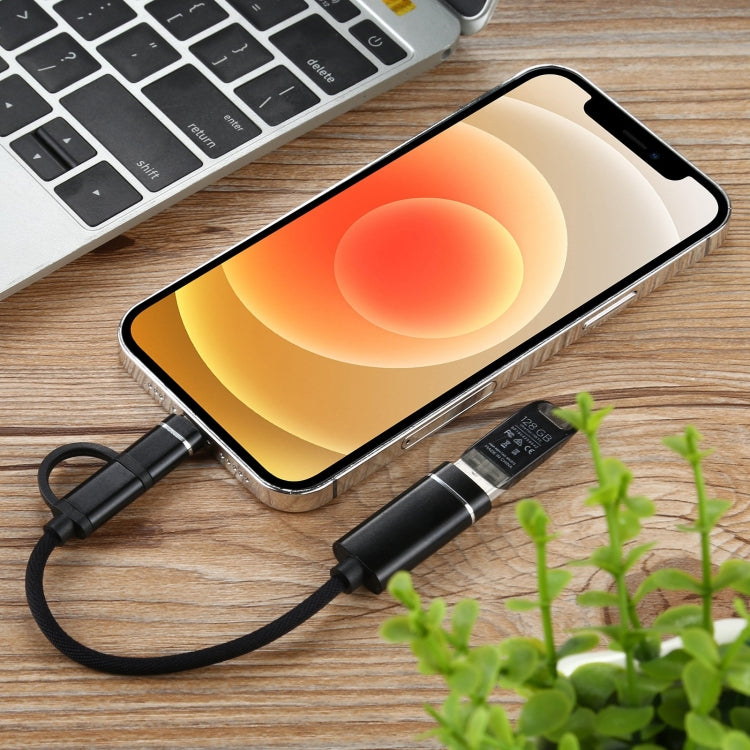 USB 3.0 Female to 8 Pin + USB-C / Type-C Male Charging + Transmission OTG Nylon Braided Adapter Cable, Cable Length: 11cm(Black) by buy2fix