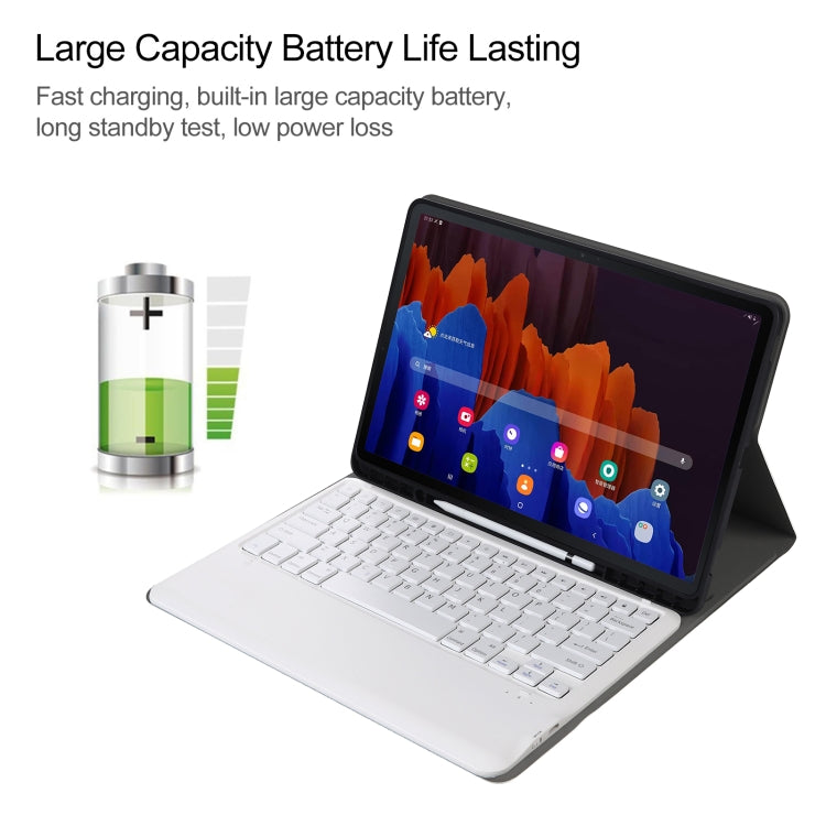 A970B Detachable Bluetooth Keyboard Ultrathin Horizontal Flip Leather Tablet Case with Pen Slot for Samsung Galaxy Tab S7 FE T730 / T736 / S7+ T970 / T975 / T976(Gold) by buy2fix