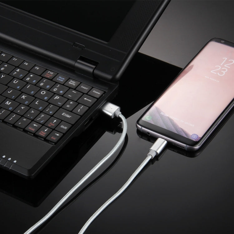 Knit Texture USB to USB-C / Type-C Data Sync Charging Cable, Cable Length: 2m, 3A Output(Silver) by buy2fix