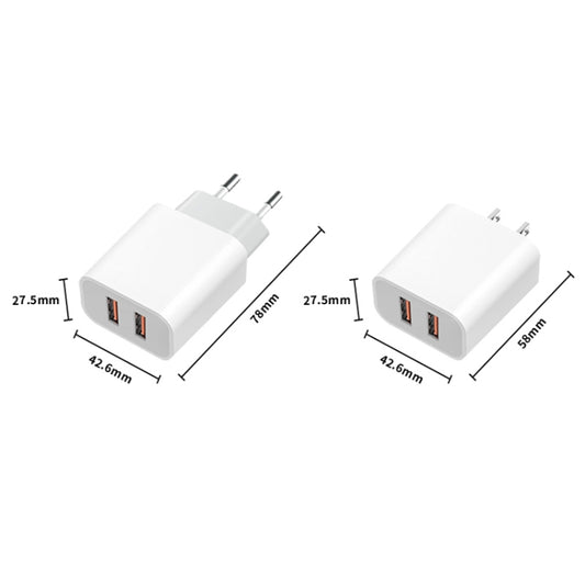 M117 2.4A Dual USB Port Flash Charger Travel Charger, EU Plug by buy2fix