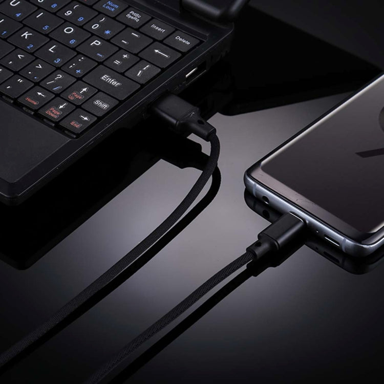 1m 2A Output USB to USB-C / Type-C Nylon Weave Style Data Sync Charging Cable(Black) by buy2fix