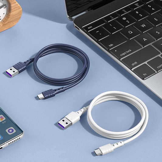 REMAX RC-068a 5A Type-C / USB-C High Elastic TPE Fast Charging Data Cable, Length: 1m (Blue) by REMAX