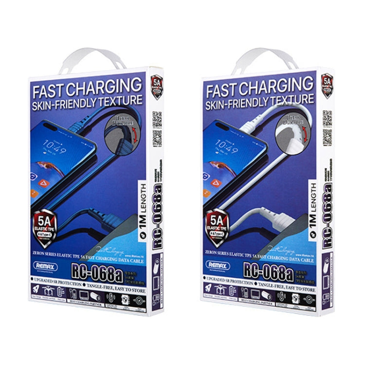 REMAX RC-068a 5A Type-C / USB-C High Elastic TPE Fast Charging Data Cable, Length: 1m (Blue) by REMAX