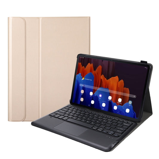 A970-A Splittable Bluetooth Keyboard Leather Tablet Case for Samsung Galaxy Tab S8+ / S7 FE T730 / S7+ T970 / T975, with Touchpad & Holder(Gold) by buy2fix