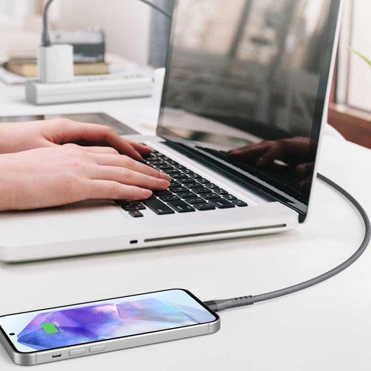 IVON CA92 2.4A Max USB to USB-C / Type-C Rubber Fast Charging Data Cable, Length: 1.5m (Grey) by IVON