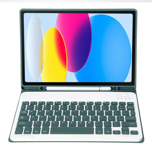For iPad 11 2025 / 10th Gen 10.9 2022 A10B Lambskin Texture Ultra-thin Bluetooth Keyboard Leather Tablet Case with Pen Slot(Dark Green) by buy2fix