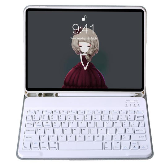 For iPad 11 2025 / 10th Gen 10.9 2022 A10B Lambskin Texture Ultra-thin Bluetooth Keyboard Leather Tablet Case with Pen Slot (Grey) - Universal by buy2fix | Online Shopping UK | buy2fix