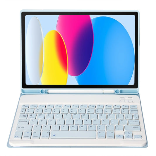 For iPad 11 2025 / 10th Gen 10.9 2022 A10B Lambskin Texture Ultra-thin Bluetooth Keyboard Leather Tablet Case with Pen Slot(Baby Blue) by buy2fix