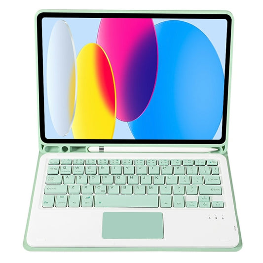 For iPad 11 2025 / 10th Gen 10.9 2022 A10B-A Lambskin Texture Bluetooth Touch Keyboard Leather Tablet Case with Pen Slot (Green) - Universal by buy2fix | Online Shopping UK | buy2fix