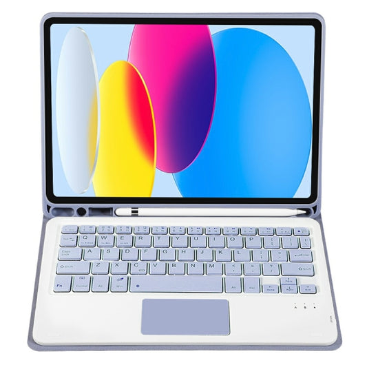 For iPad 11 2025 / 10th Gen 10.9 2022 A10B-A Lambskin Texture Bluetooth Touch Keyboard Leather Tablet Case with Pen Slot (Purple) by buy2fix