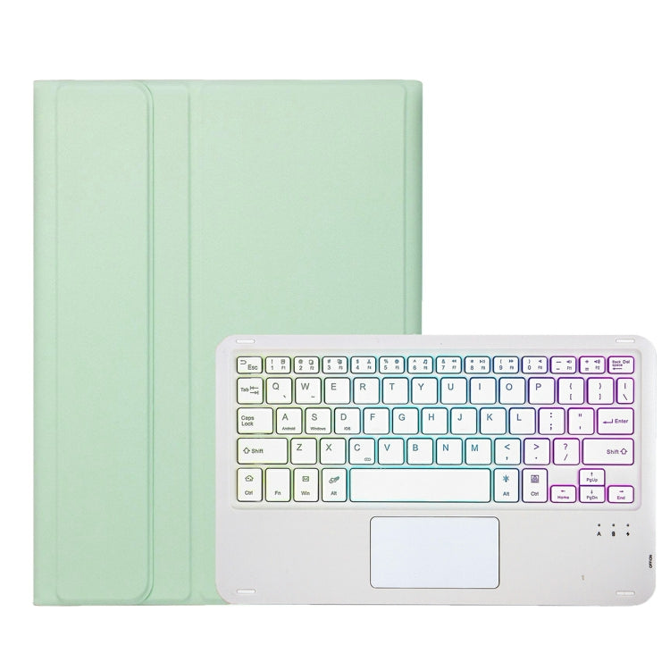 For iPad 11 2025 / 10th Gen 10.9 2022 A10B-AS Lambskin Texture Backlight Bluetooth Touch Keyboard Leather Tablet Case with Pen Slot (Green) - Universal by buy2fix | Online Shopping UK | buy2fix