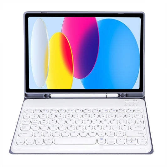 For iPad 11 2025 / 10th Gen 10.9 2022 YA10B Lambskin Texture Bluetooth Keyboard Leather Tablet Case with Pen Slot (Purple) by buy2fix