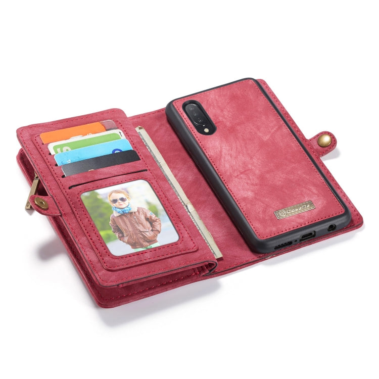 CaseMe-008 Detachable Multifunctional Retro Frosted Horizontal Flip Leather Case for Galaxy A50, with Card Slot & Holder & Zipper Wallet & Photo Frame(Red) - Galaxy Phone Cases by CaseMe | Online Shopping UK | buy2fix