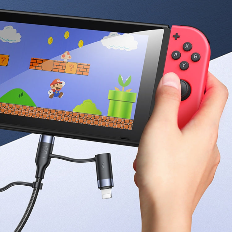 USAMS US-SJ547 U62 USB + Type-C / USB-C toType-C / USB-C + 8 Pin + Micro Aluminum Alloy PD Fast Charging Data Cable, Length: 1.2m(Black) by USAMS