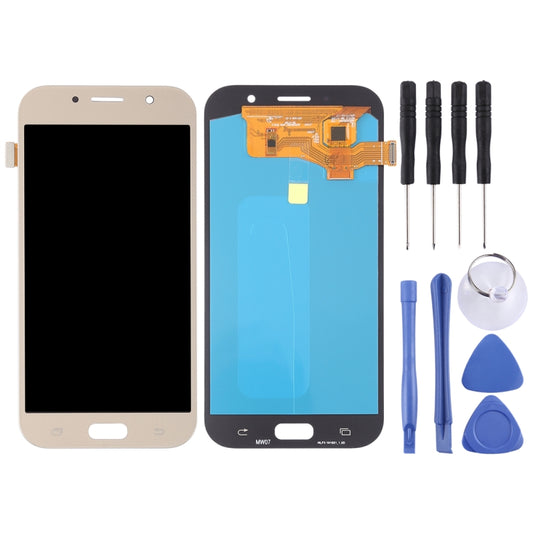OLED LCD Screen for Galaxy A7 (2017), A720F, A720F/DS with Digitizer Full Assembly (Gold) - LCD Screen by buy2fix | Online Shopping UK | buy2fix