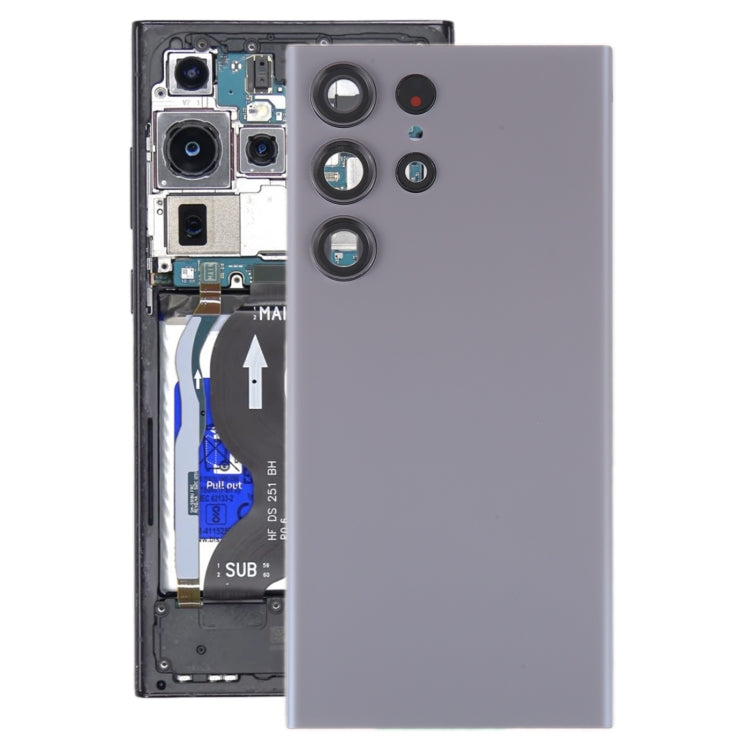 For Samsung Galaxy S23 Ultra SM-S918 Glass Battery Back Cover with Camera Lens Cover(Grey) - by buy2fix | Online Shopping UK | buy2fix