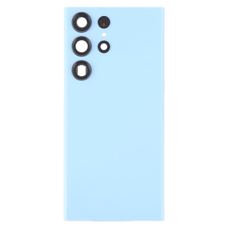 For Samsung Galaxy S23 Ultra SM-S918 Glass Battery Back Cover with Camera Lens Cover(Blue) - by buy2fix | Online Shopping UK | buy2fix
