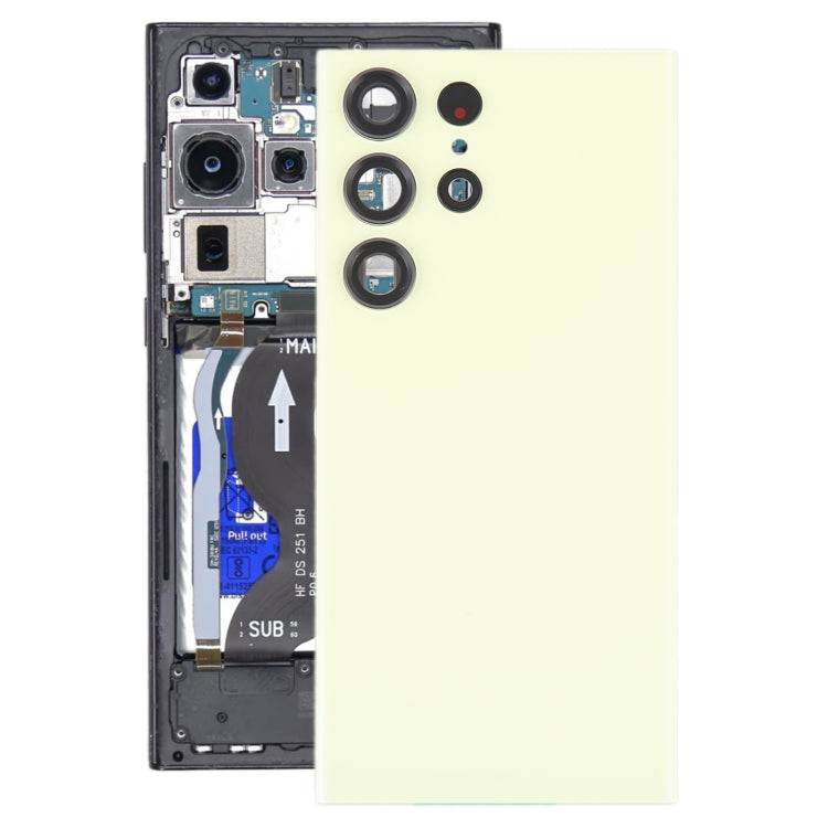 For Samsung Galaxy S23 Ultra SM-S918 Glass Battery Back Cover with Camera Lens Cover(Yellow) - by buy2fix | Online Shopping UK | buy2fix