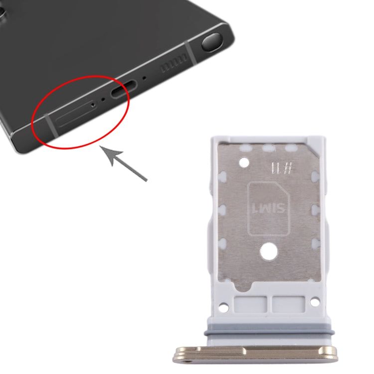 For Samsung Galaxy S24 Ultra 5G SM-S928B Original SIM + SIM Card Tray (Gold) - Card Tray by buy2fix | Online Shopping UK | buy2fix