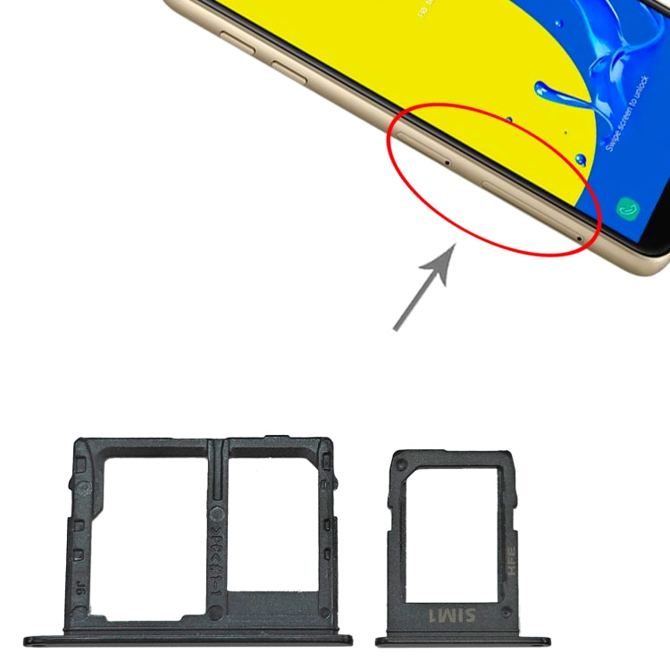 For Samsung Galaxy J4 2018 SM-J400 SIM Card Tray + SIM + Micro SD Card Tray (Black) - Card Tray by buy2fix | Online Shopping UK | buy2fix