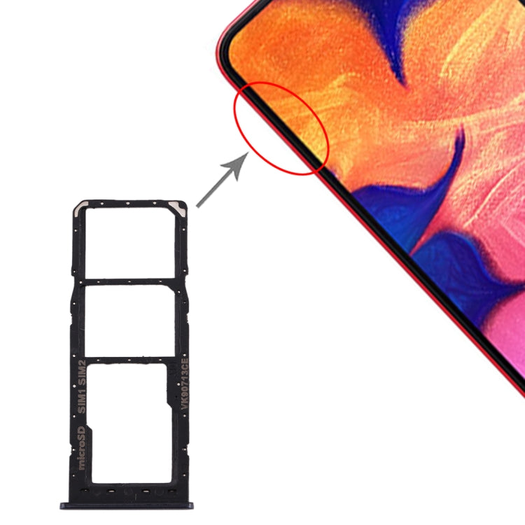For Galaxy A10 SIM Card Tray + SIM Card Tray + Micro SD Card Tray (Black) - Card Tray by buy2fix | Online Shopping UK | buy2fix