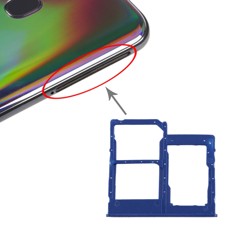 For Galaxy A40 SIM Card Tray + SIM Card Tray + Micro SD Card Tray (Blue) - Card Tray by buy2fix | Online Shopping UK | buy2fix