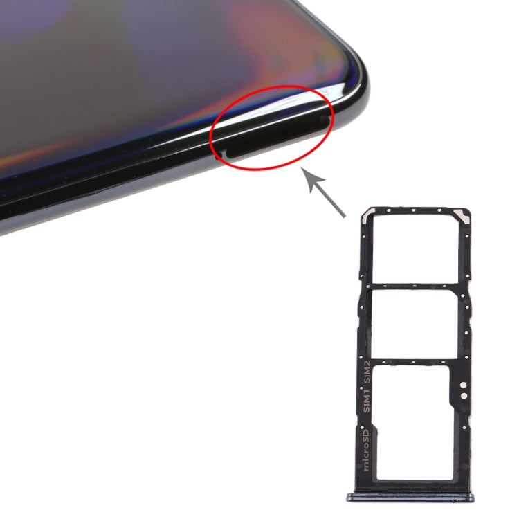 For Galaxy A70 SIM Card Tray + SIM Card Tray + Micro SD Card Tray (Black) - Card Tray by buy2fix | Online Shopping UK | buy2fix