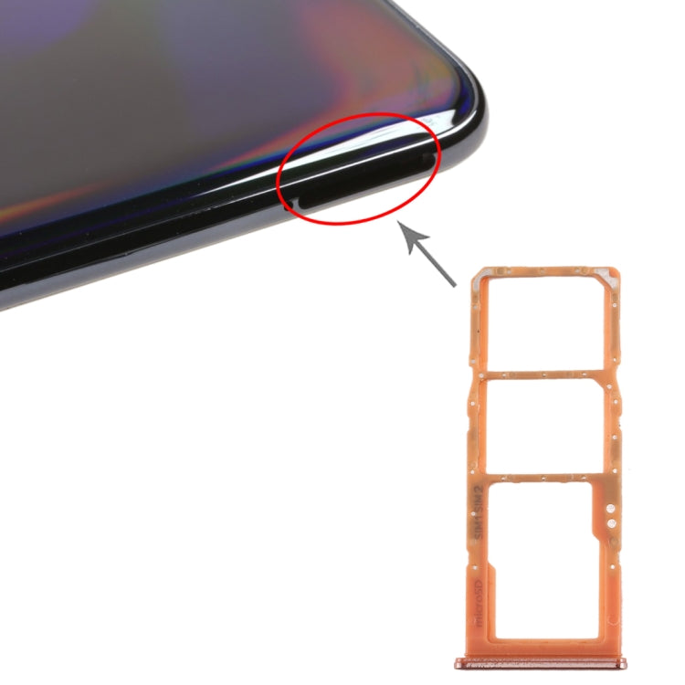 For Galaxy A70 SIM Card Tray + SIM Card Tray + Micro SD Card Tray (Orange) - Card Tray by buy2fix | Online Shopping UK | buy2fix