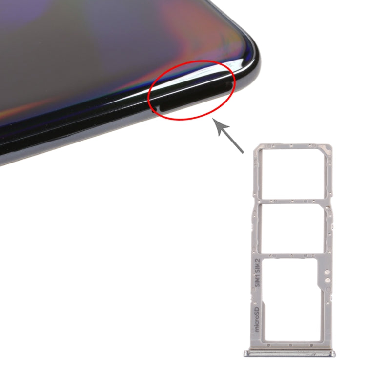 For Galaxy A70 SIM Card Tray + SIM Card Tray + Micro SD Card Tray (Grey) - Card Tray by buy2fix | Online Shopping UK | buy2fix