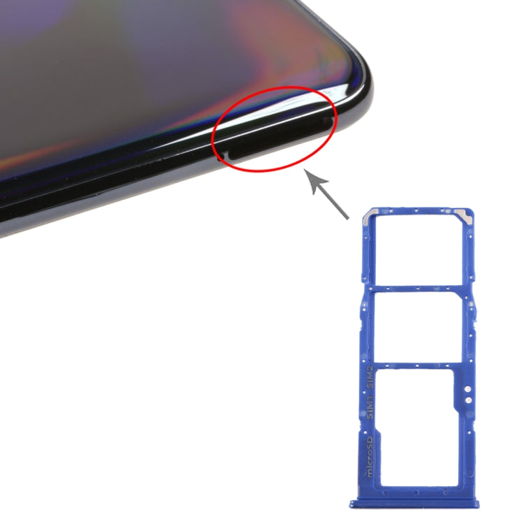 For Galaxy A70 SIM Card Tray + SIM Card Tray + Micro SD Card Tray (Blue) - Card Tray by buy2fix | Online Shopping UK | buy2fix