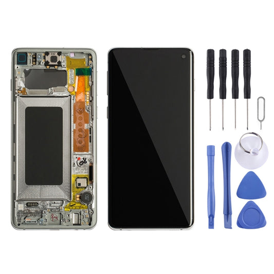 Original Super AMOLED LCD Screen for Galaxy S10 4G Digitizer Full Assembly with Frame (White) - LCD Screen by buy2fix | Online Shopping UK | buy2fix