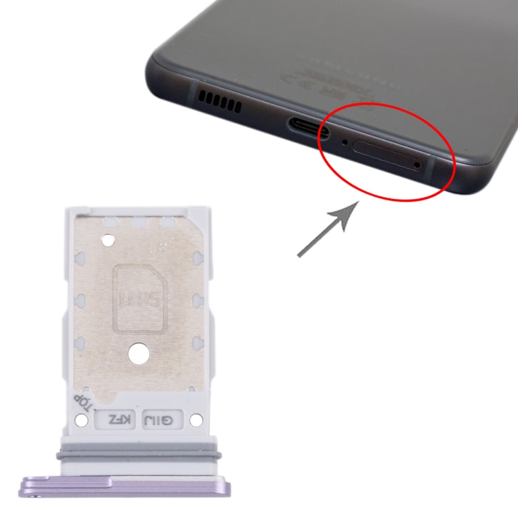 For Samsung Galaxy S21 FE 5G SM-G990B Original SIM Card Tray + SIM Card Tray (Purple) - Card Tray by buy2fix | Online Shopping UK | buy2fix