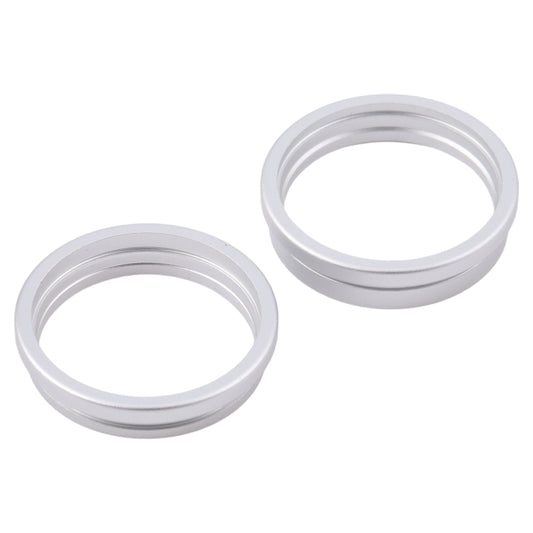 For iPhone 16 Plus 2pcs/set Rear Camera Glass Lens Metal Outside Protector Hoop Ring (Silver) by buy2fix