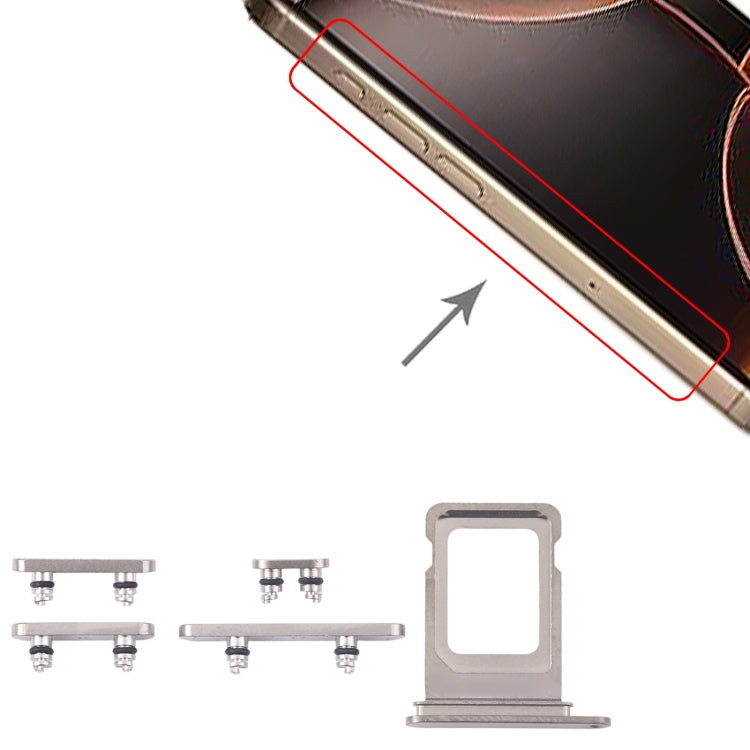 For iPhone 16 Pro Original SIM Card Tray + SIM Card Tray + Side Keys (Silver) by buy2fix