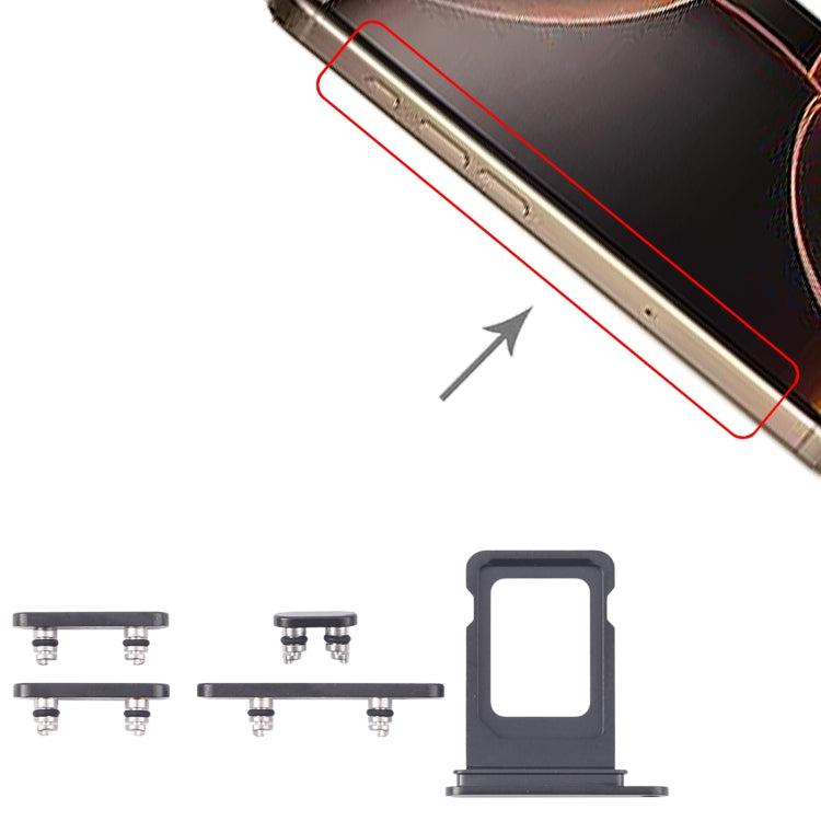 For iPhone 16 Pro Max Original SIM Card Tray + SIM Card Tray + Side Keys (Black) by buy2fix