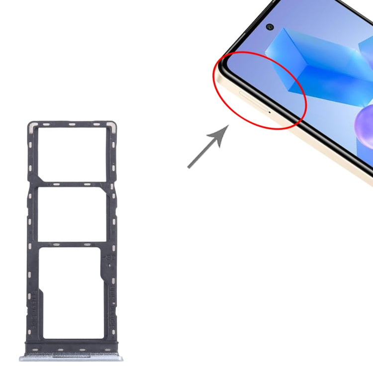 For Infinix Smart 8 Pro X6525 5pcs SIM Card Tray + SIM Card Tray + Micro SD Card Tray (Silver) - Card Tray by buy2fix | Online Shopping UK | buy2fix