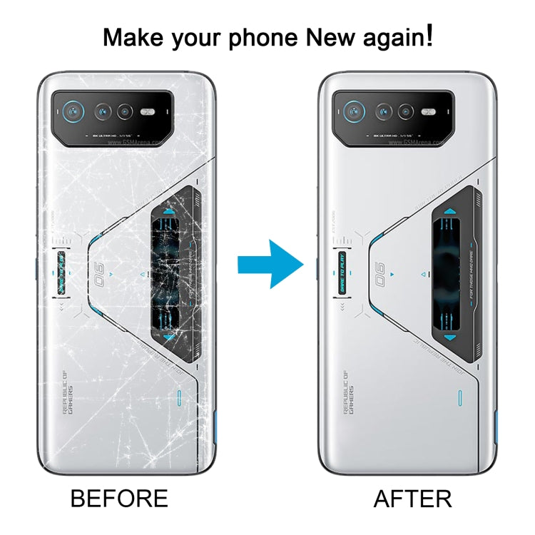 For Asus ROG Phone 6 Pro AI2201-D Glass Battery Back Cover with NFC/LCD(White) - Back Cover by buy2fix | Online Shopping UK | buy2fix