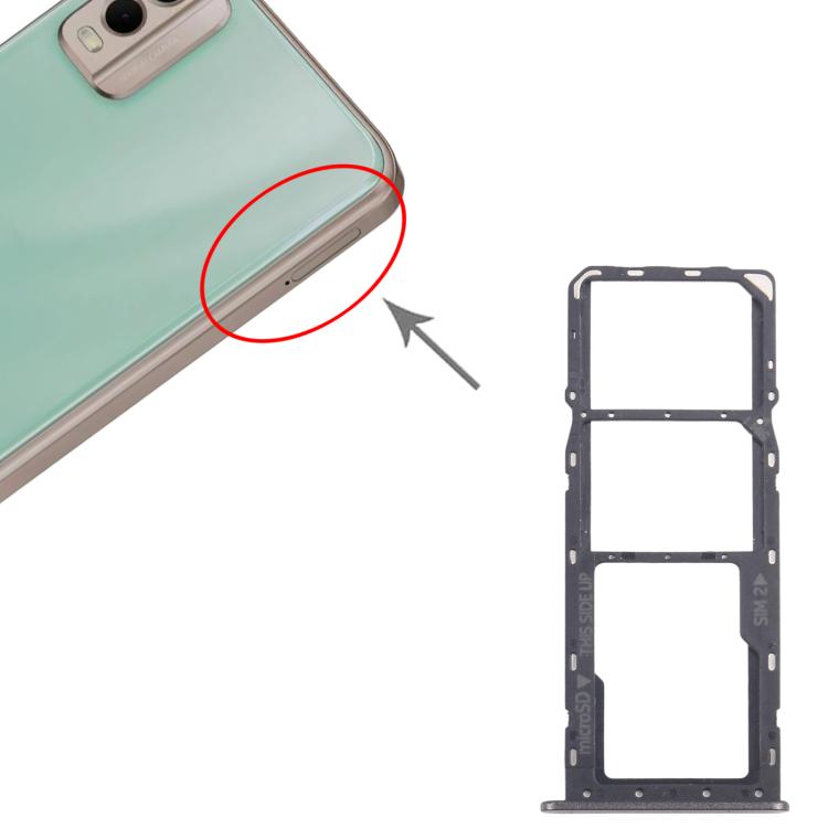 For Nokia C32 Original SIM Card Tray + SIM Card Tray + Micro SD Card Tray (Black) - Card Tray by buy2fix | Online Shopping UK | buy2fix