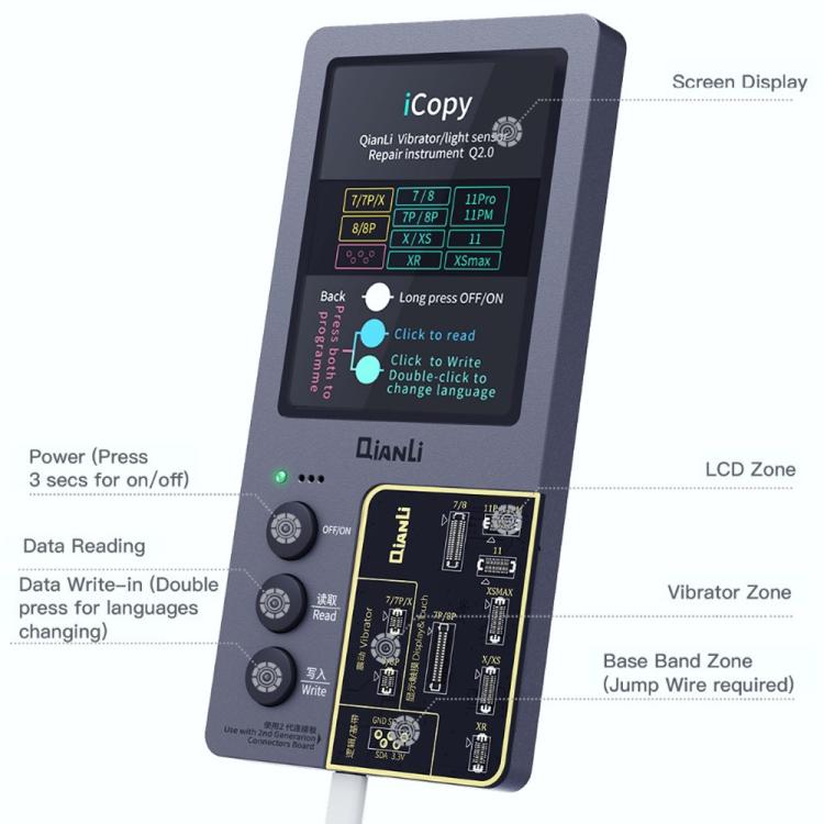 For iPhone 6 - 14 Pro Max 5 in 1 Qianli iCopy Plus 2.2 Repair Detection Programmer Set - Repair Programmer by QIANLI | Online Shopping UK | buy2fix