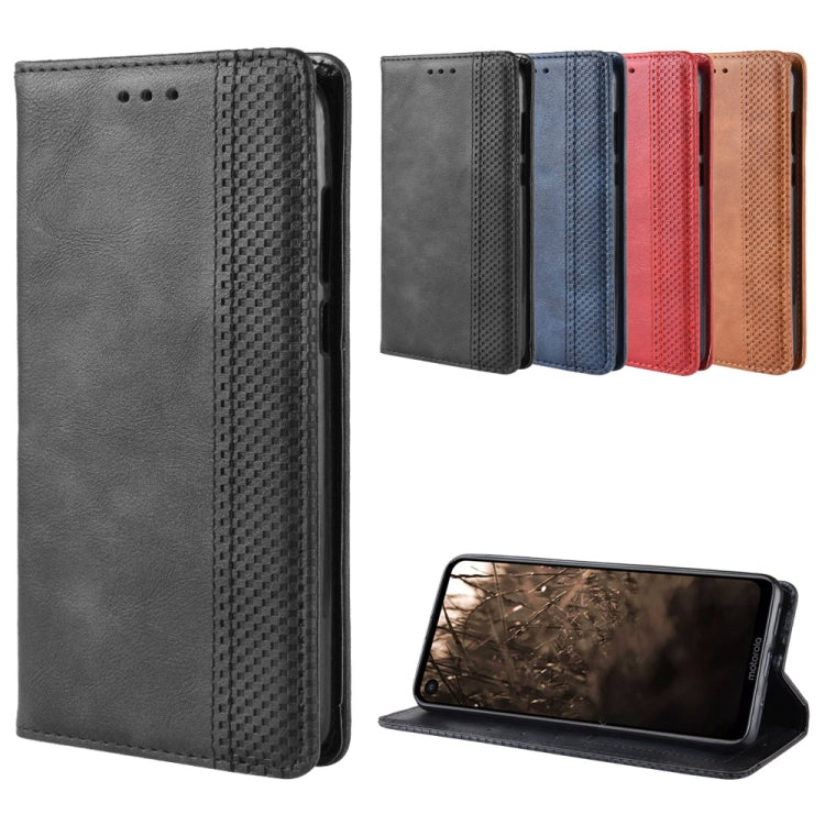 Magnetic Buckle Retro Crazy Horse Texture Horizontal Flip Leather Case for Motorola MOTO One Vision, with Holder & Card Slots & Photo Frame(Red) by buy2fix